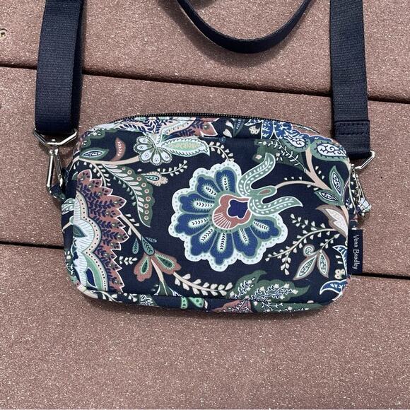 Vera Bradley Java Navy Camo Convertible Pouch Crossbody Bag Recycled Cotton - Picture 2 of 9